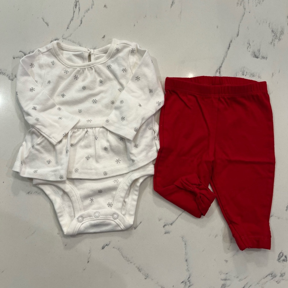 Carter's White and Red Baby Bodysuit Set